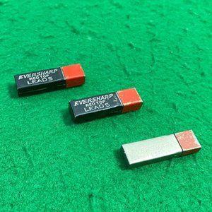 Vintage Ever Sharp Red Top leads pencil,  set of 3 empty metal container, 7 lead